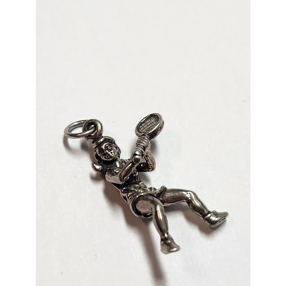 Sterling Silver Tennis Player Charm Pendant 925 Sunwest